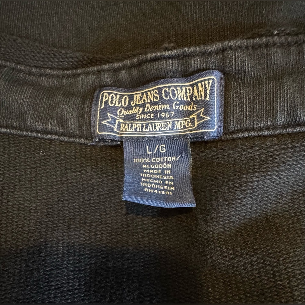 Vtg. Ralph Lauren Polo Jeans Co Women’s Cotton Black Tunic Hoodie Cover Up Sz L - Picture 4 of 8